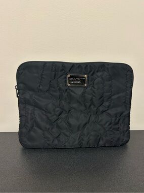 Marc Jacobs Quilted Laptop Case Nylon Computer Bag Cover Black Logo Zip